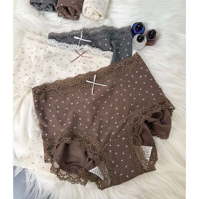 胖mm大码轻磨毛坑条内裤中高腰弹力韩系碎花蕾丝边内裤,淘宝优惠券,粉丝福利购,淘宝优惠卷