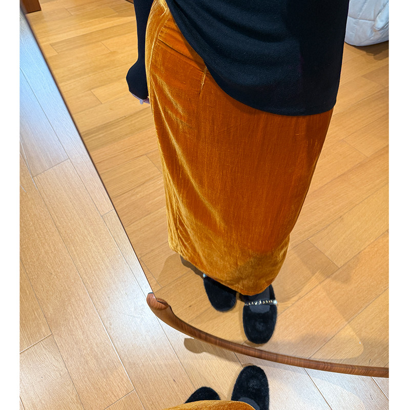 胖mm冬季丝绒直筒半身裙木子理想大码女装复古时髦长半裙200斤,淘宝优惠券,粉丝福利购,淘宝优惠卷