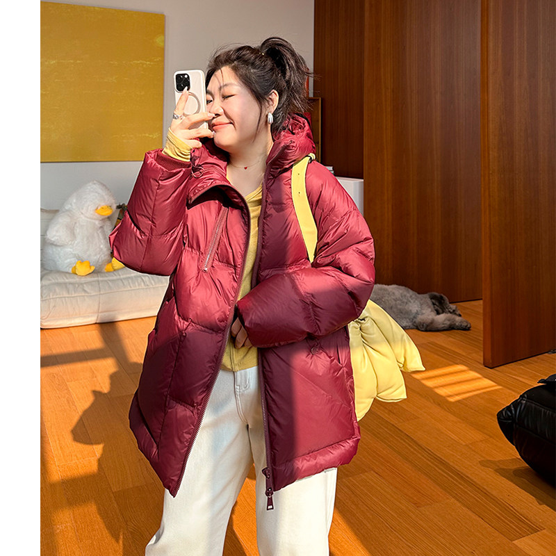 胖mm冬季加厚防寒保暖羽绒服木子理想大码女装90白鸭绒休闲羽绒服