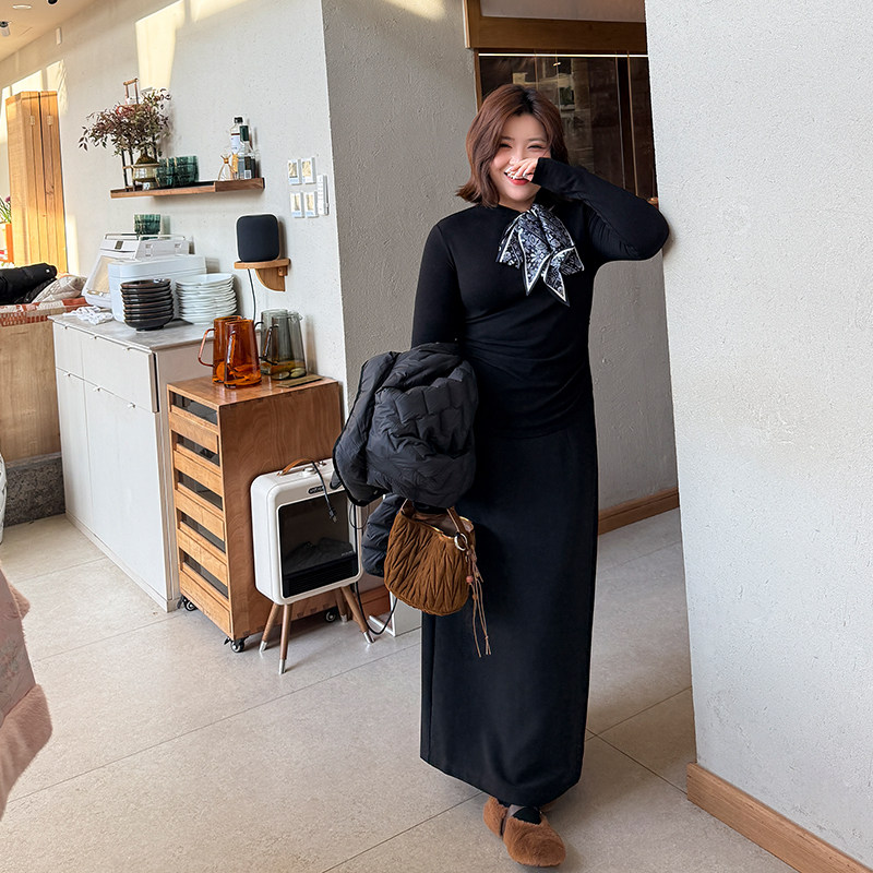 胖mm秋冬简约直筒半身裙木子理想大码女装后开叉藏肉显瘦品质半裙,淘宝优惠券,粉丝福利购,淘宝优惠卷