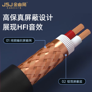 JSJ金山角专业双2芯屏蔽工程话筒线咪线麦克风纯铜卡农灯光信号线