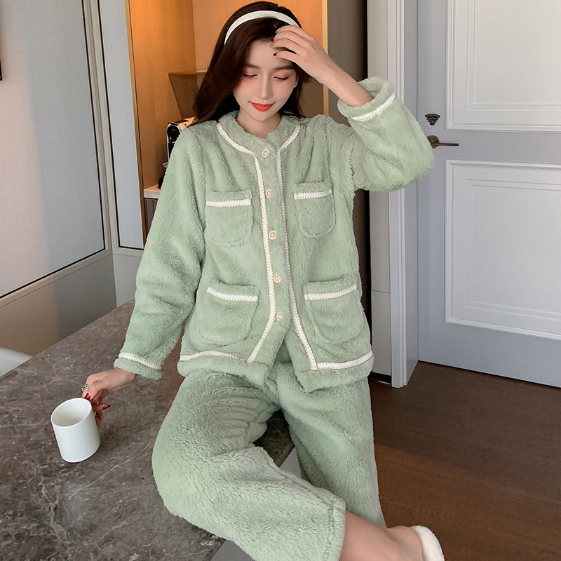 清新学生秋冬季北极绒法兰绒睡衣 沃莱卡睡衣/家居服套装