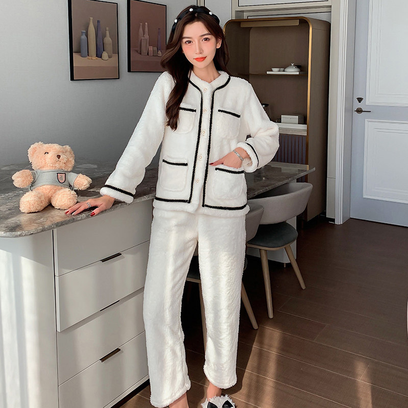 清新学生秋冬季北极绒法兰绒睡衣 沃莱卡睡衣/家居服套装