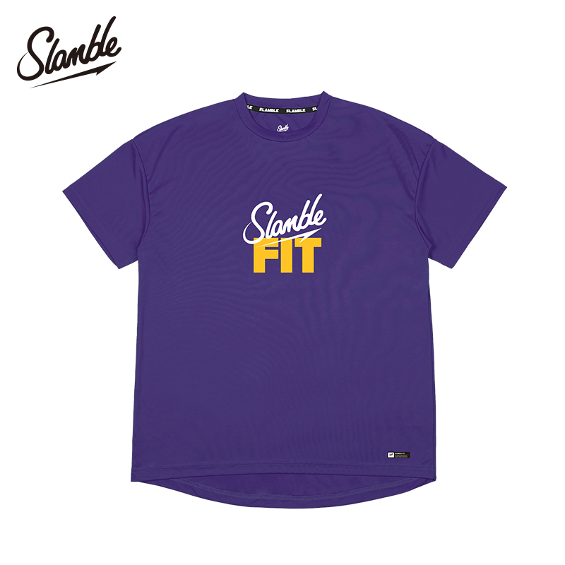 SLAMBLE夏季新款FIT短袖T恤男圆领运动速干透气健身跑步训练球服 - 图3