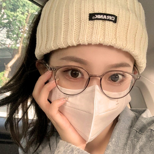 文艺软妹透明冷茶TR90超轻眼镜框女韩版近视圆脸小红书眼镜架男潮 - 图1
