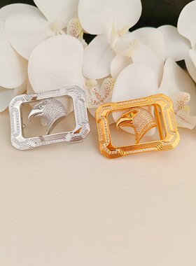 金色老鹰镶钻不锈钢商务皮带扣