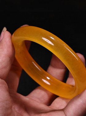 精品收藏级老黄翡翠女款手镯老坑冰种料老翠玉旺夫百搭款老玉手环