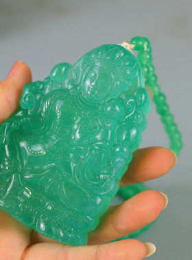 精品高冰种老翡翠观音菩萨吊坠挂件雕件老坑男女款玉佩老翠玉项链