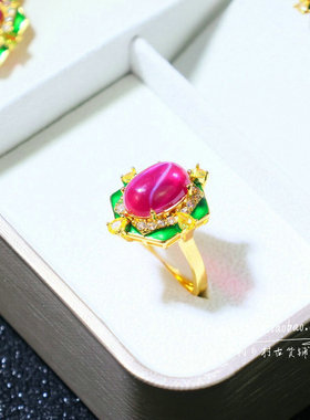 精品星光红宝石项链耳环三件套组合套装女款复古时尚百搭首饰品
