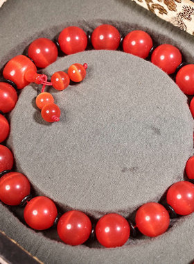 精品红猫眼手串手球套装老水晶男女本命年手链健身球文玩礼物特价