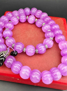 精品缅甸高冰翡翠玉珠子老坑冰种紫罗兰项链手串链十八子佛珠颈饰