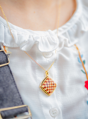 日本箱根寄木细工项链