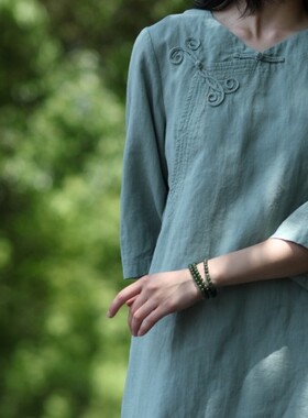 泼墨。和田玉碧玉配淡水珍珠项链