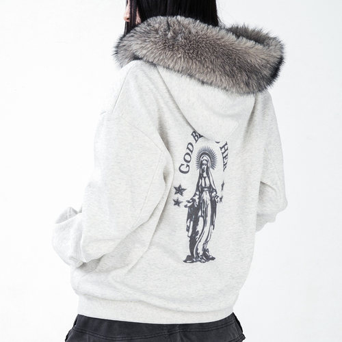 韩国代购roughneck2025年冬季新品字母印花毛领时尚夹克外套女装 - 图0