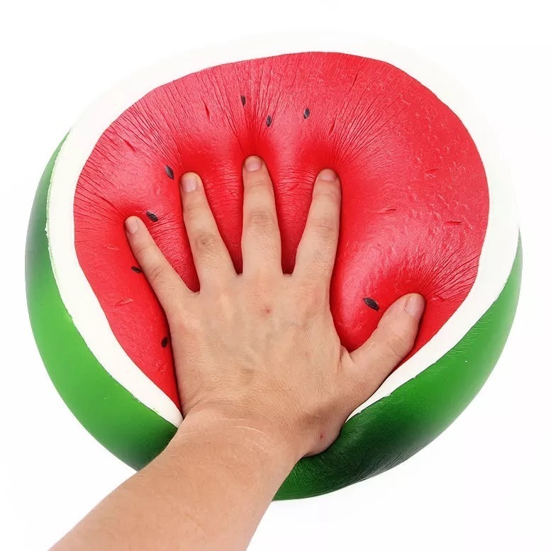 仿真 squishy超大巨型慢回弹水果半切西瓜橙子软软公仔减压玩具-图0
