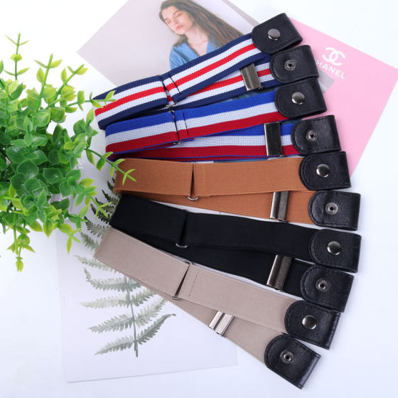 Lazy belt elastic trouser belt invisible elastic women's denim buckle trouser belt men's adjustable ins style belt