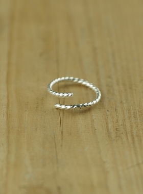 hugring手工纯银复古姐妹麻花绳