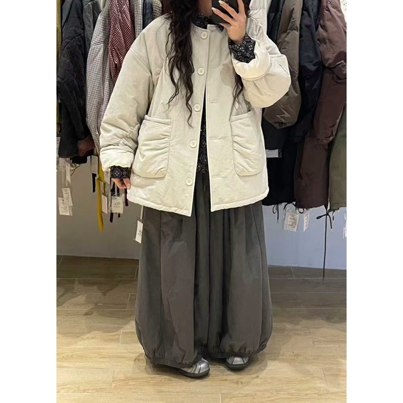 WE女458123冬韩版宽松大码胖mm慵懒休闲风设计感圆领褶皱棉服外套,淘宝优惠券,粉丝福利购,淘宝优惠卷