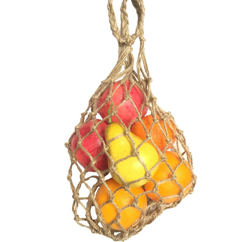 复古镂空水果网兜80年代手提网兜购物袋麻绳棉线编织老式怀旧网袋 - 图3