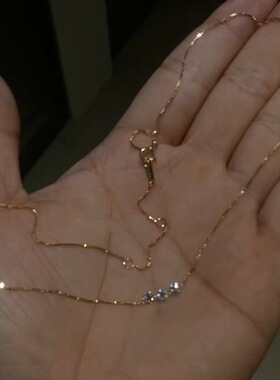 S925纯银镀18K金闪钻细款蛇骨金项链气质锁骨链精致轻奢简约款