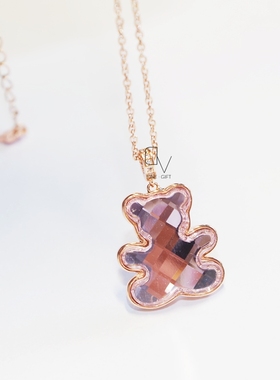 奥地利水晶小熊项链女士吊坠