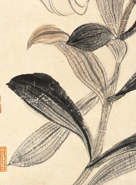 新中式风恽寿平百合花有框装饰画