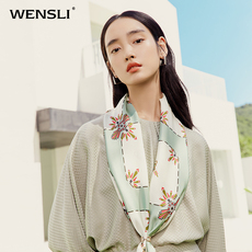 шарф 万事利夏季薄款100%桑蚕丝真丝丝巾送礼披肩双面印花大方巾左岸