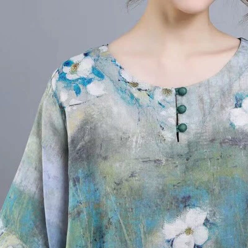 天丝麻夏文艺复古风百搭女上衣衬衫茶服薄原创