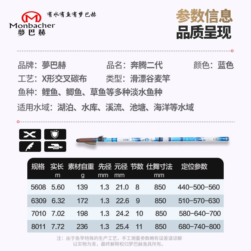 打前竿斗梦巴赫tb-71258浪士二代碳素超轻超硬19调三定位手溪流谷 - 图3