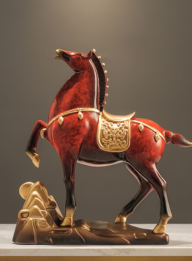 新中式树脂马摆件高档办公室客厅玄关装饰品电视柜桌面摆设