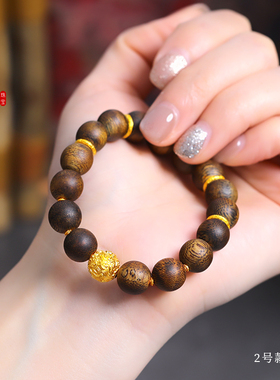 老克勒古法黄金龙珠沉香手串