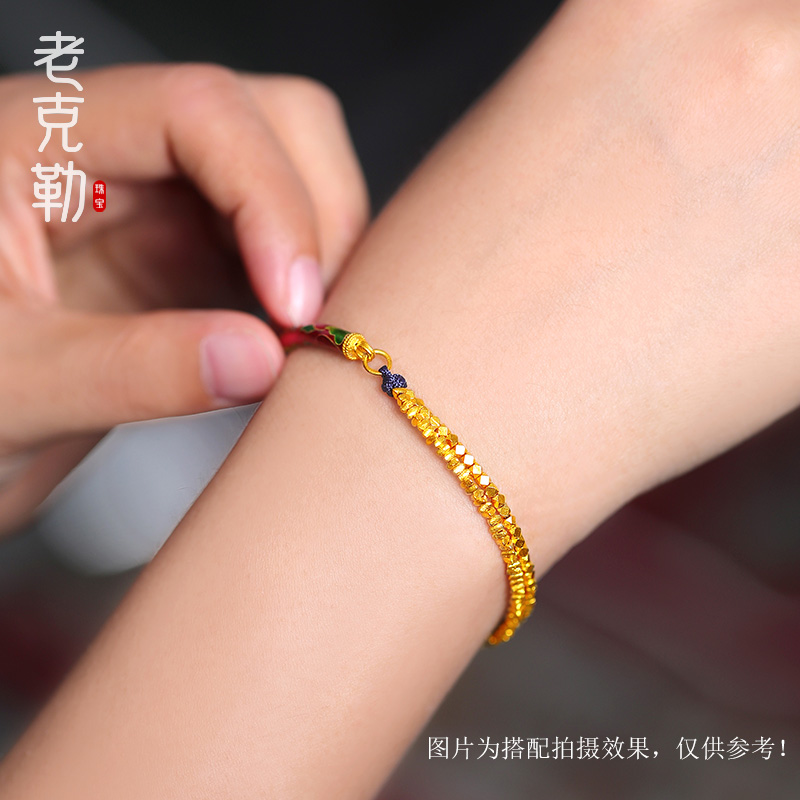 老克勒古法黄金碎金子手链手串足金实心三角隔珠散珠串珠转运珠 - 图2
