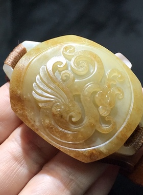 儒贤玉道新疆和田玉籽料仿古凤凰特色大手牌天然皮色男女士同款