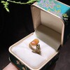 Ru Xian Jade Road 18K heavy gold inlaid with natural Huang Qin single seed ring single seed raw stone gold inlaid with jade belt certificate