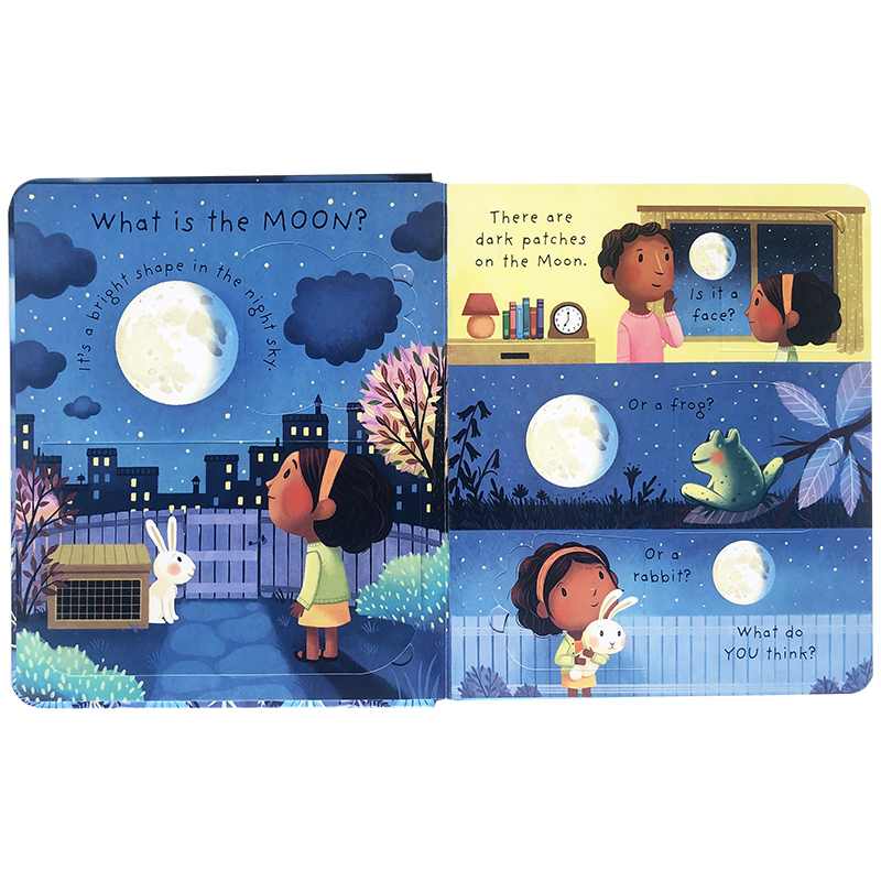 英文原版绘本What is the Moon? Usborne 尤斯伯恩 月亮是什么科普认知翻翻书 幼儿英文启蒙认知单词故事精装 3-6岁英文原文书籍 - 图0