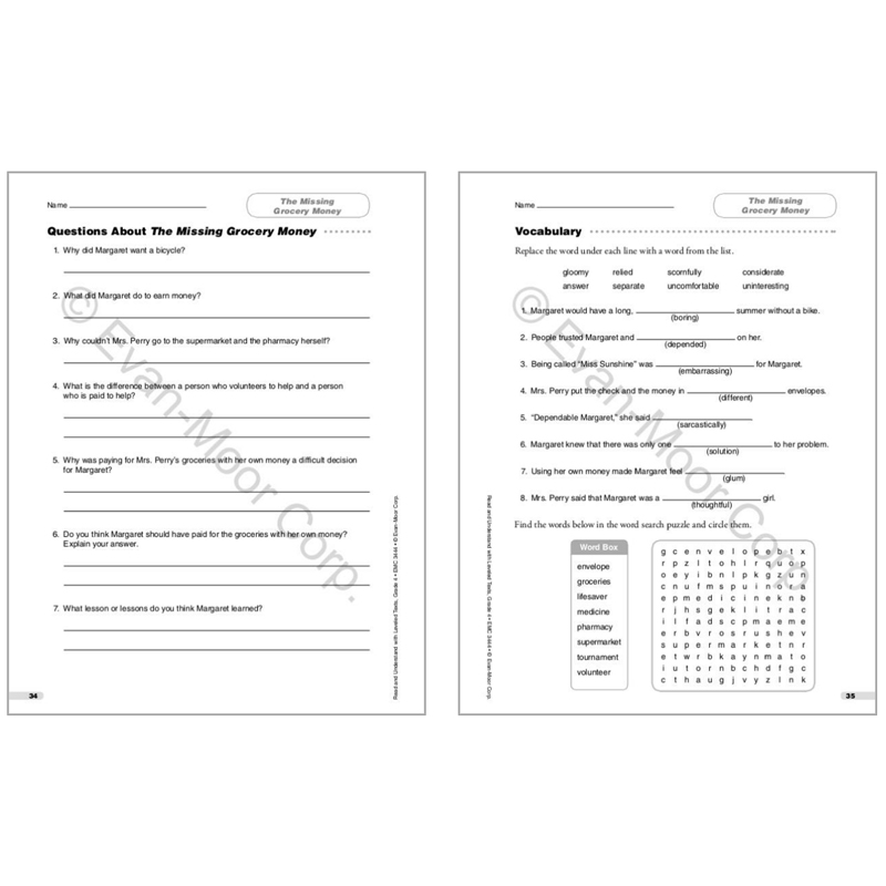 英文原版Read and Understand with Leveled Texts Grade 4 分级阅读理解练习 四年级Evan Moor美国加州小学家庭教辅练习册6-9岁 - 图1