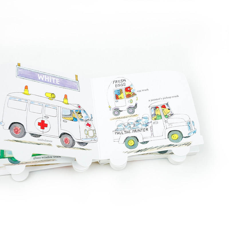 预售英文原版绘本Richard Scarry's Colorful Cars and Trucks 斯凯瑞的彩色汽车和卡车 低幼儿童颜色主题启蒙纸板异形书