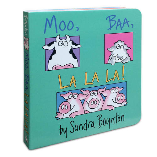 送音频原版英文启蒙绘本MOO, BAA, LA LA LA!百本需读 哞咩啦啦 纸板书幼儿启蒙认识亲子读物儿童阅读英语不怕撕咬睡前故事书 - 图3