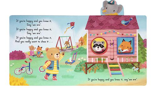 英文原版绘本Sing Along with Me: If You’re Happy and You Know it 经典童谣纸板机关操作书 低幼早教趣味玩具书 - 图2