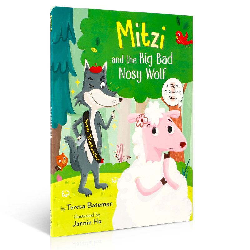 英文原版 Mitzi and the Big Bad Nosy Wolf 米兹和爱管闲事的大灰狼 4-8岁儿童宝宝安全防范常识寓言绘本 安全意识幽默故事书