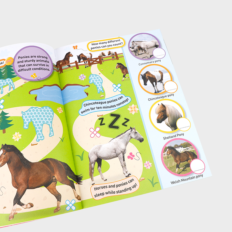 英文原版绘本 美国国家地理 National Geographic Kids Ponies and Horses 小马和大马百科贴纸活动书动物认知图画亲子活动图画本 - 图0