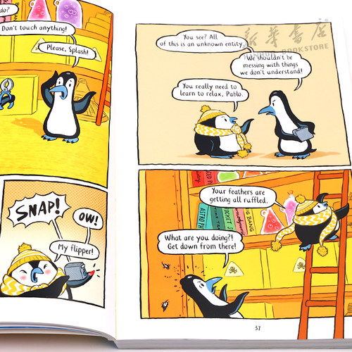 英文原版 Pablo and Splash 肥瘦二人组 穿越时空的企鹅 全彩漫画 搞笑冒险 时间旅行平装 漫画 幽默搞笑 8-12岁 - 图0