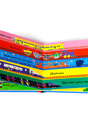 英文原版 Trains Trains Trains! 纸板 火车 50辆小火车教你学单词 Macmillan Children's Books 2-6岁儿童宝宝单词认知纸板书