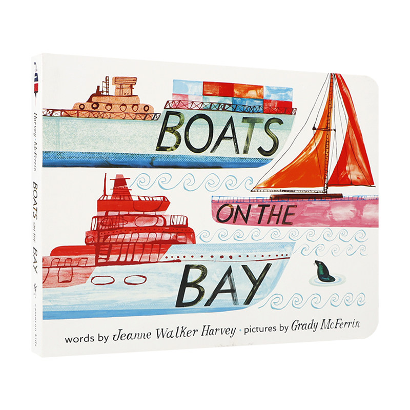 英文原版 Boats on the Bay 海湾上的船 讲述一个繁忙的海湾上发现的一堆小船 4-8岁儿童宝宝启蒙益智精美插图绘本纸板书