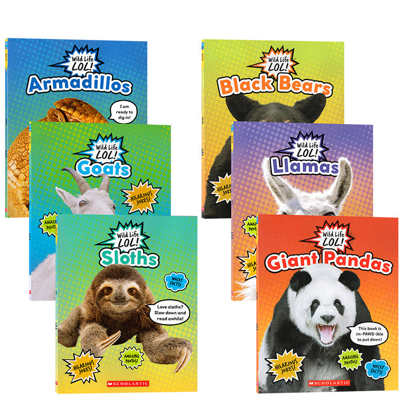 野生动物科普知识绘本 英文原版 Wild Life LOL: Armadillos/Goats/Sloths/Giant Pandas/Black Bears/Llamas 6册 儿童读物
