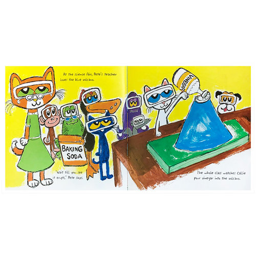 James dean英文原版绘本 Pete the Cat and the Supercool Science Fair皮特猫绘本图画书附贴纸 亲子幽默图画故事读物 3-6岁 - 图2