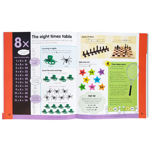 DK学乘法表 Help Your Kids With Times Tables 小学知识 DK 乘法表 趣味教学 Carol Vorderman 5~9岁 英文原版工具书 - 图1
