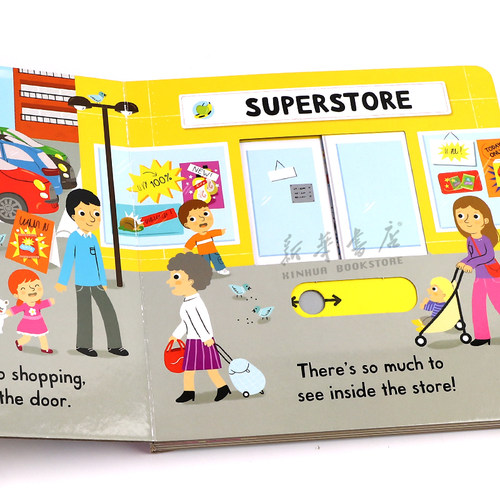 英文原版Busy Book系列shopping繁忙的超市Fire Station/zoo/Supermarket公园Park机场Airport宝宝启蒙认知手指机关推拉书绘本 - 图0