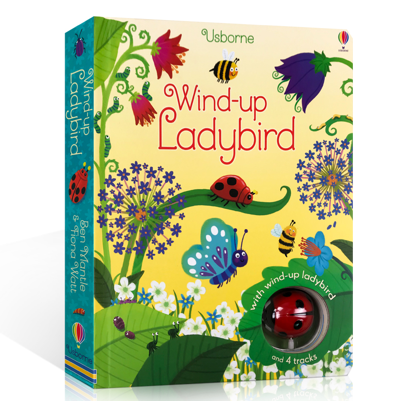 Usborne 英文原版 Wind-up Ladybird 七星瓢虫轨道书 扭动发条 儿童游戏玩具纸板书 附玩具 精装大开本启蒙早教英语学习图画书