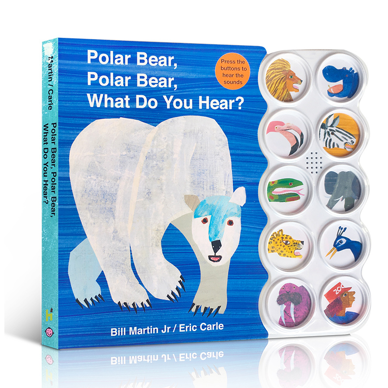 英文原版绘本发声书Eric Carle:Polar Bear, What Do You Hear?北极熊,你听到了什么卡尔爷爷经典图画故事纸板儿童读物正版-图3